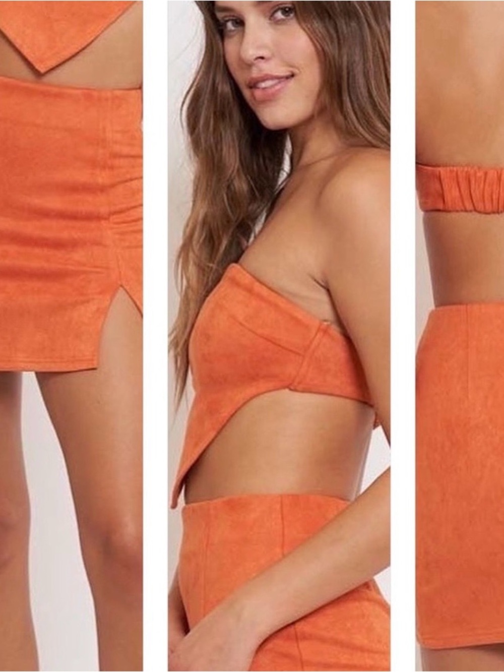 Two Piece Mini Suede Dress Large NWT